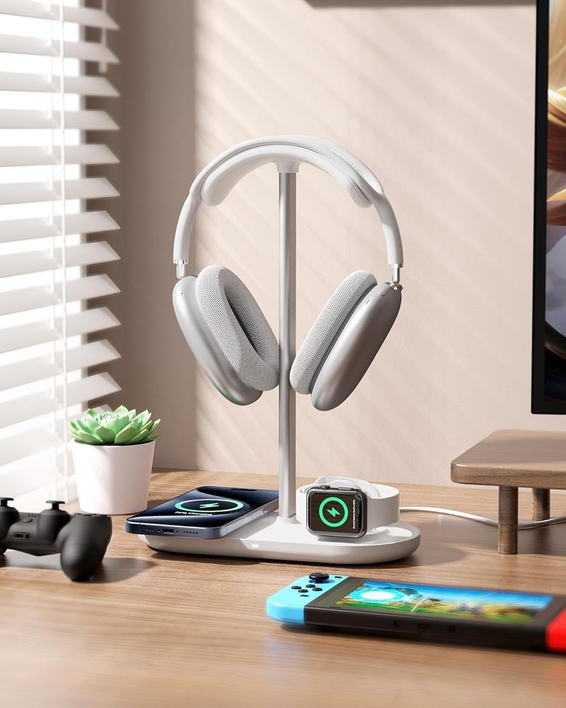 Sleek Headphone Organizer with Wireless Charging Function