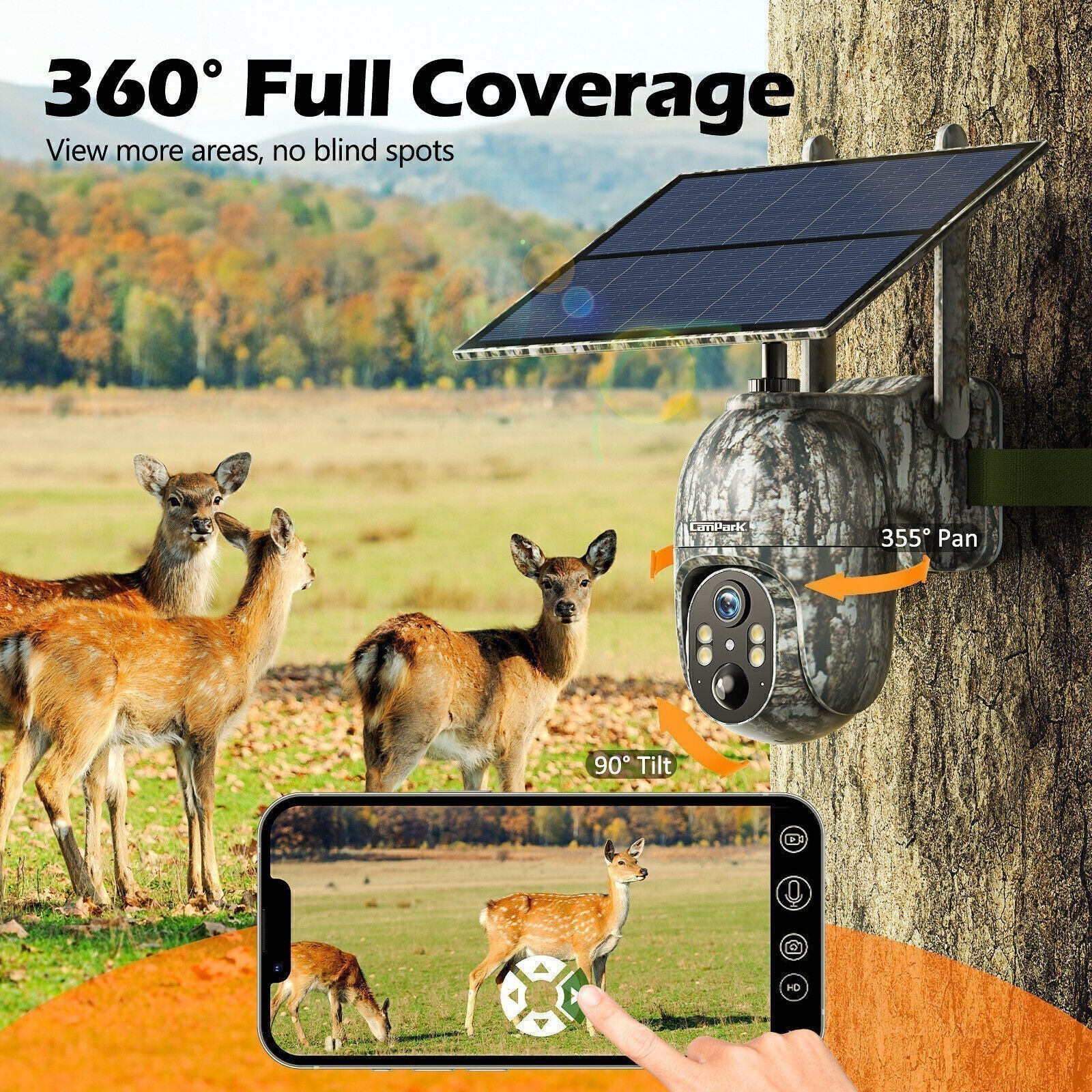 2Pack Solar Powered 4G LTE Cellular 2K PTZ Trail Camera Hunting Cam + SIM Card