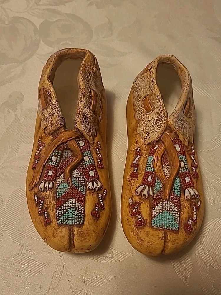 Ceramic Moccasins Native American Design Decorative 6" L