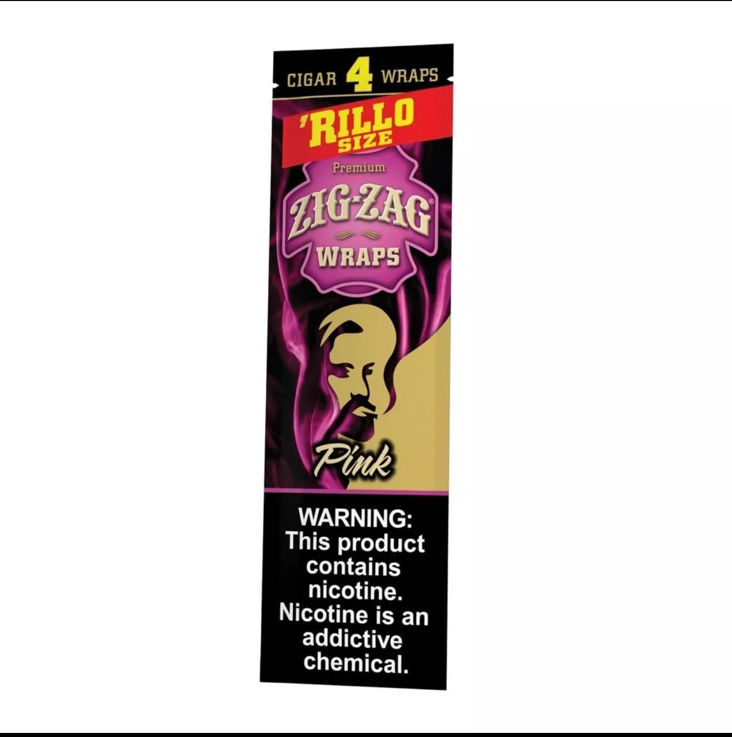 ZIg Zag Cigar Wraps Rolling Size Pink- 4 Count (Pack of 15)
