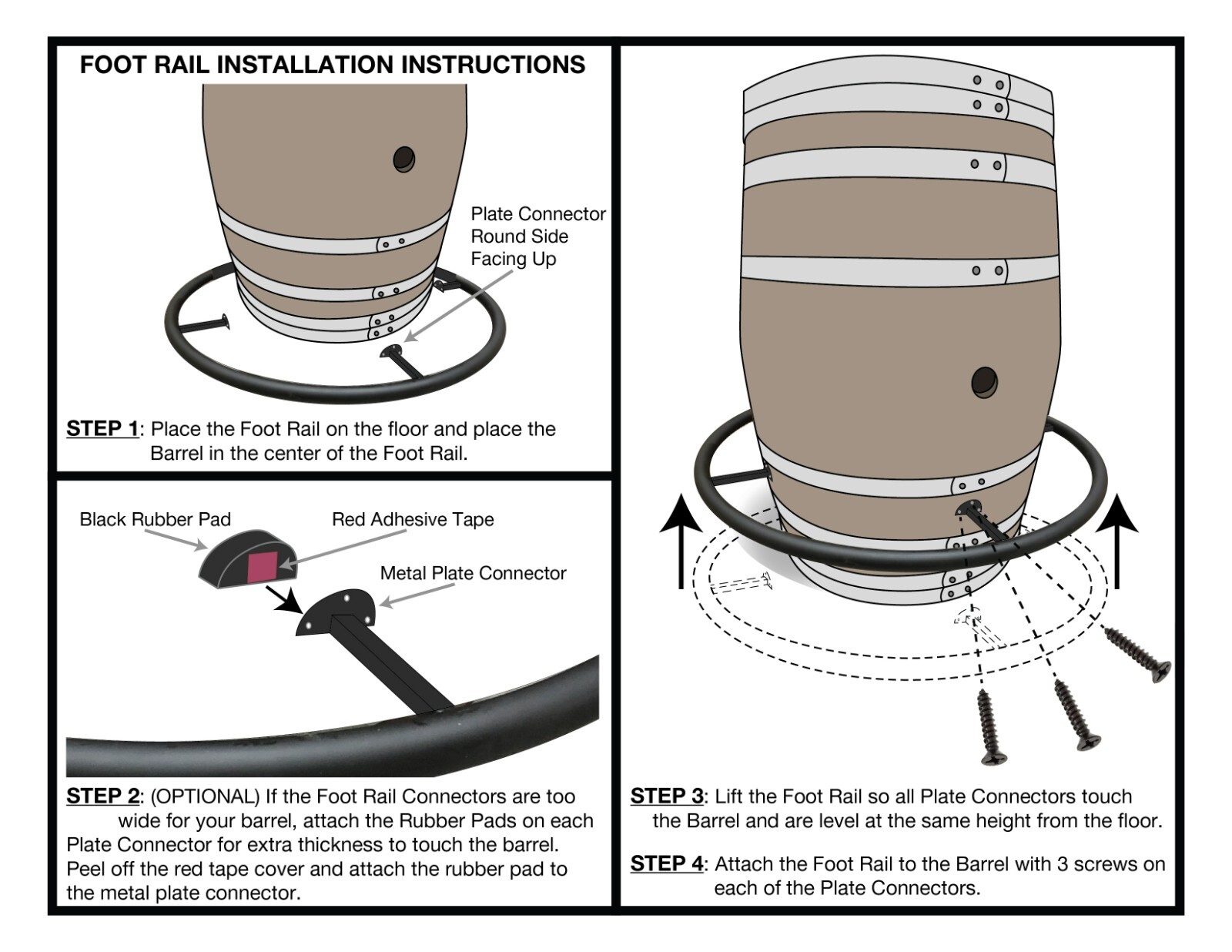 Barrel Foot Rail (Wine, Whiskey, Bourbon)