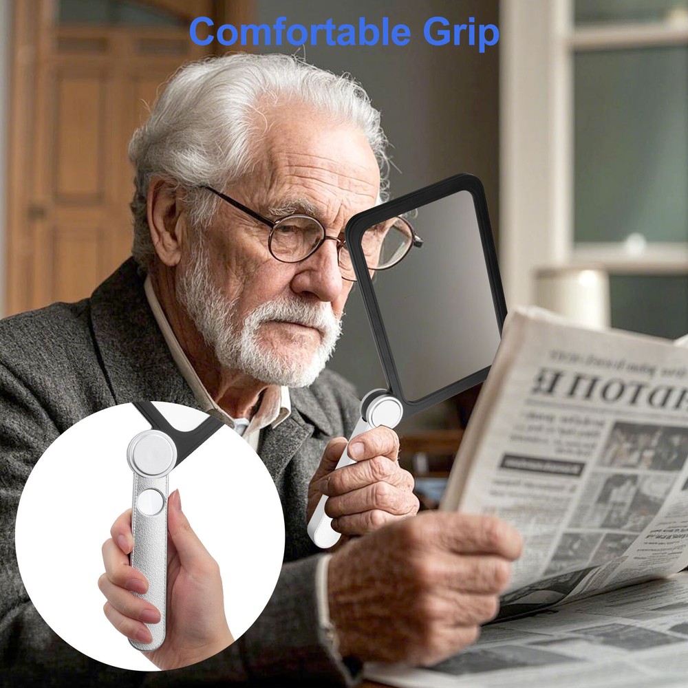 Folding Handheld Magnifying Glass 4X 20X Full Page Rectangular Reading Magnifier