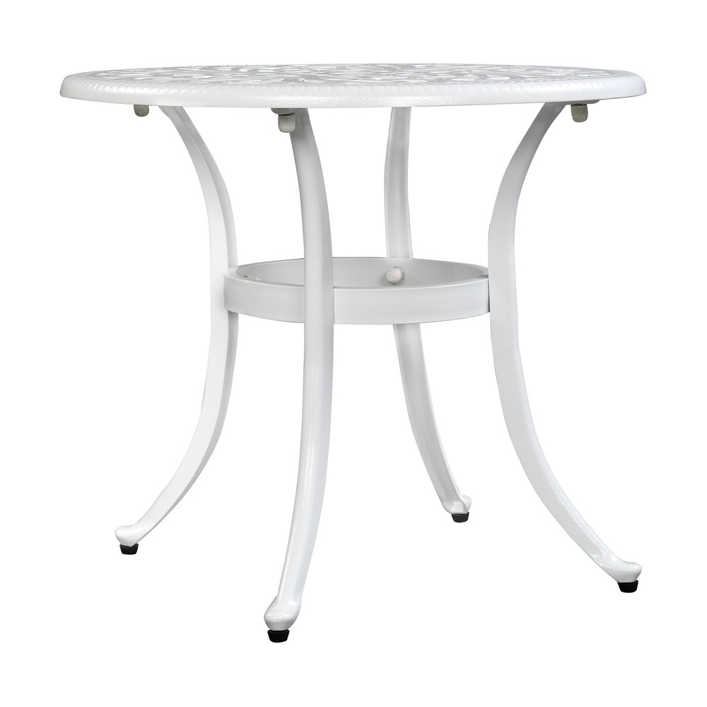 Phoenix Cast Aluminum Round Table Patio End Table Side Table Bar Table White