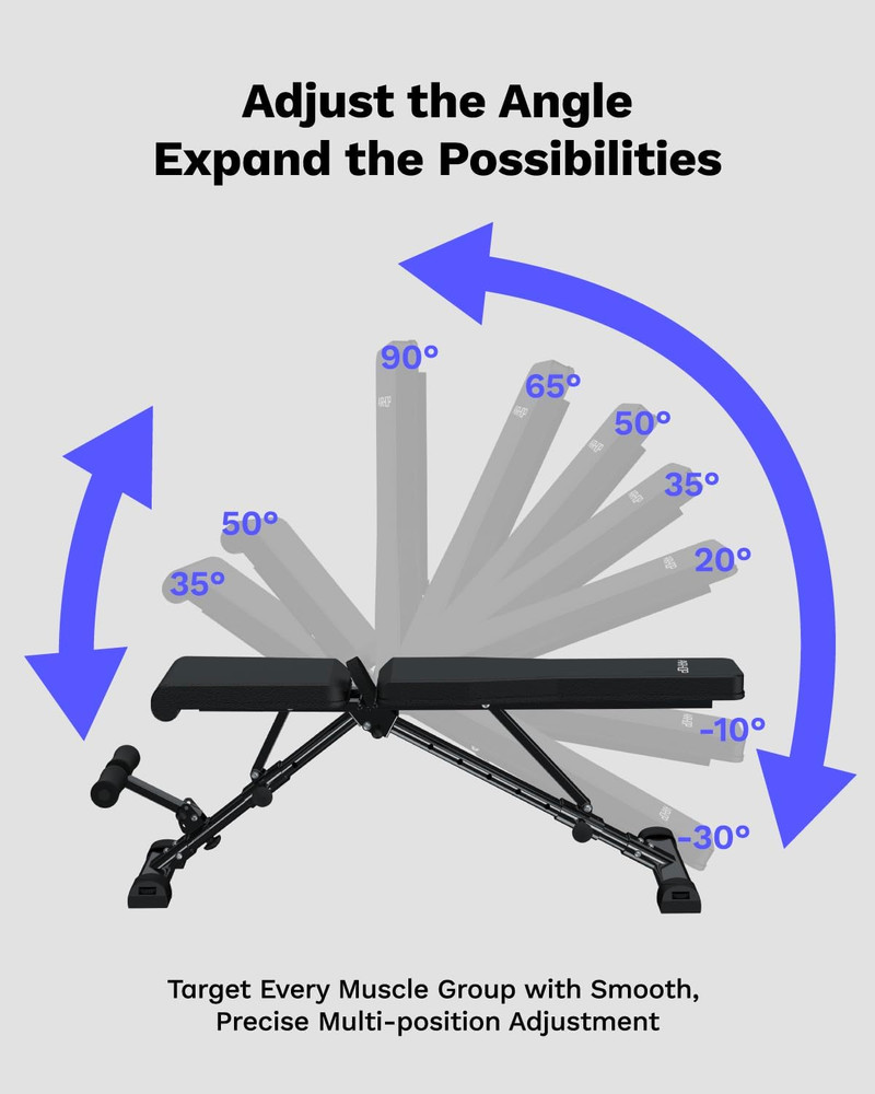 Upgraded Adjustable Weight Bench, Bench Press Full Body Workout, Quick Fold Spac