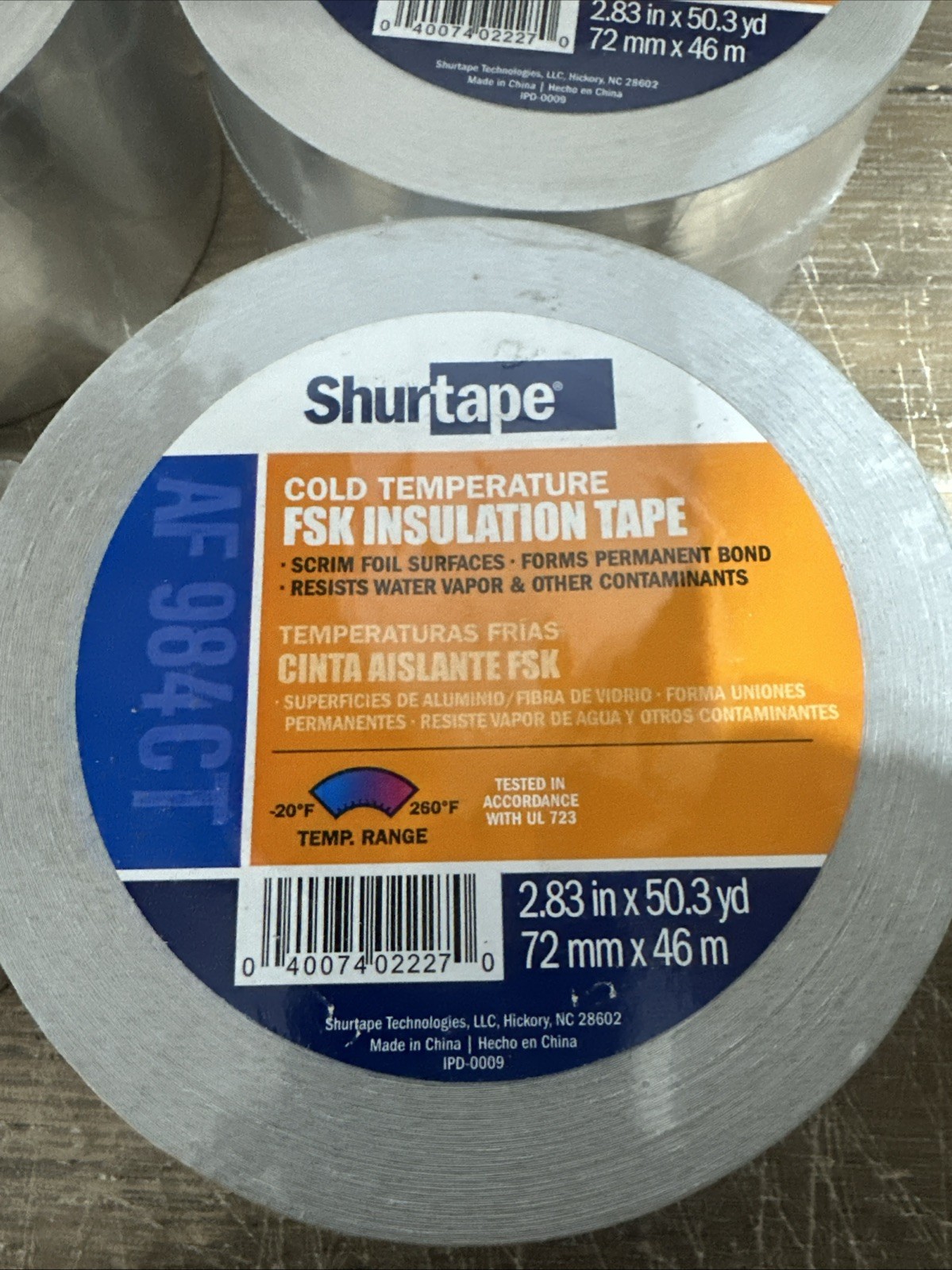 (4) Shurtape Cold Temperature Foil Scrim Kraft Insulation Tape 2.83 X50 AF 984CT