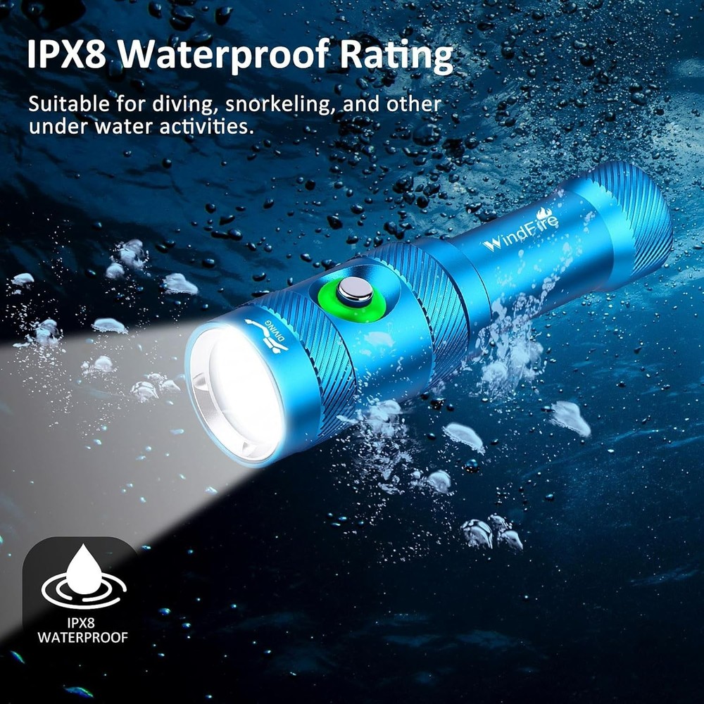 Scuba Diving Light – Super Bright Diving Flashlight with 3 Modes & Power