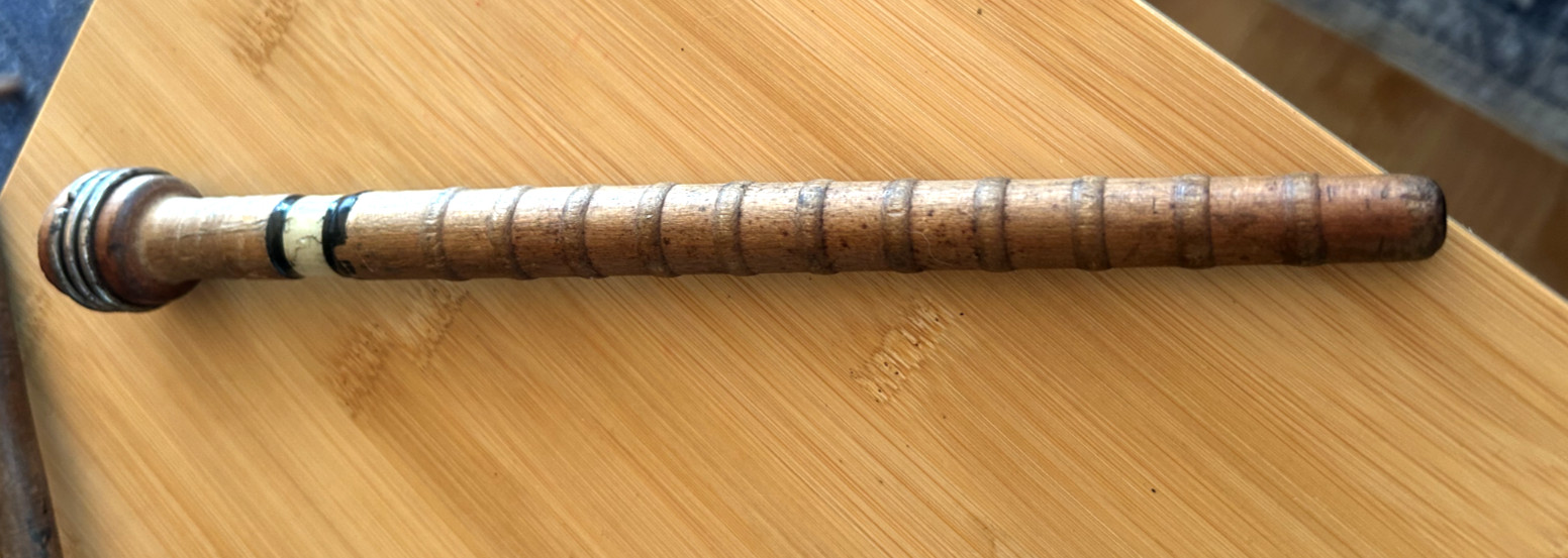 Wooden Yarn Thread Wool Spool Bobbin Vintage with white enamel