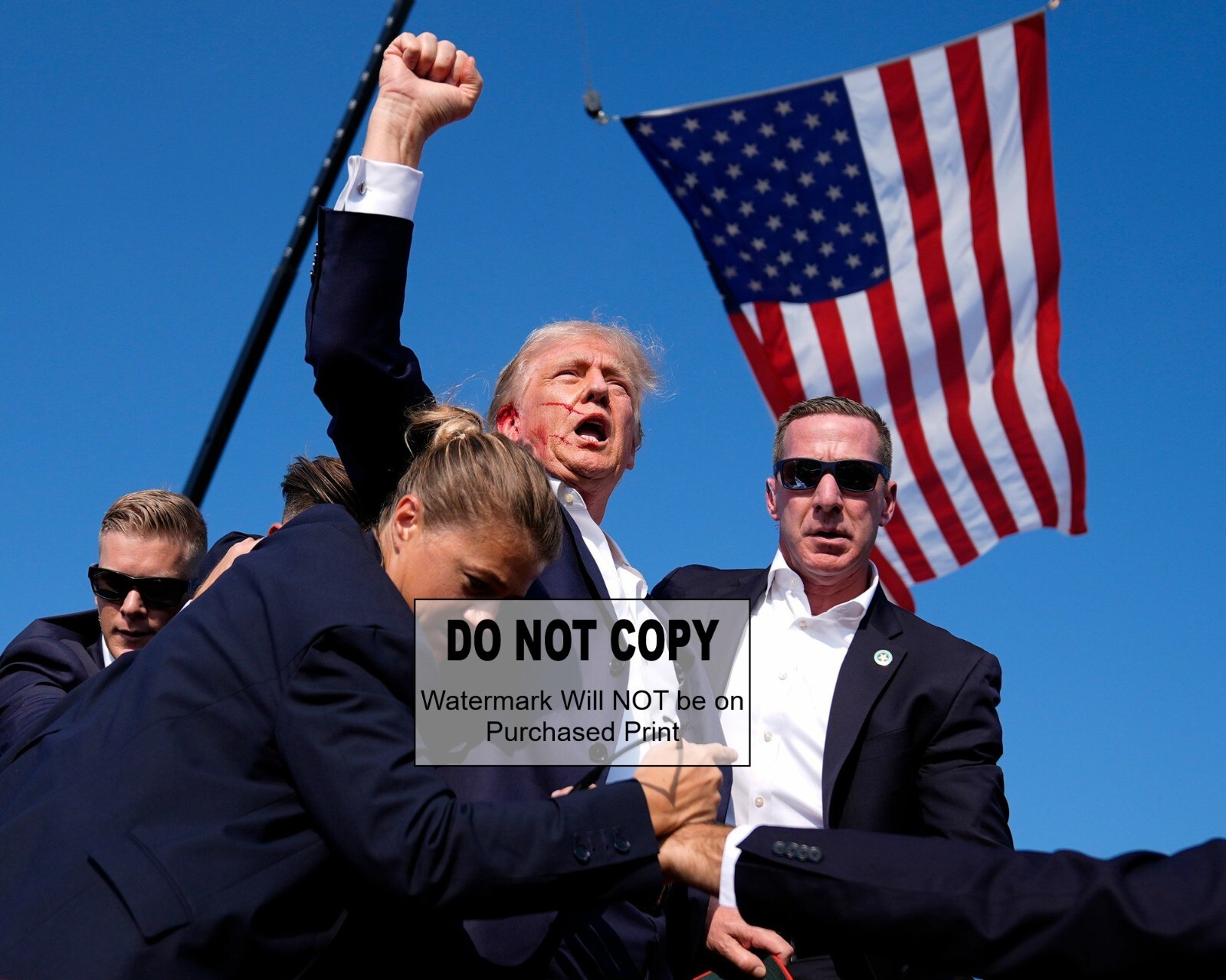 Donald Trump Surviving Assassination Attempt - Fist Up MAGA - 8X10 PHOTO (#1056)