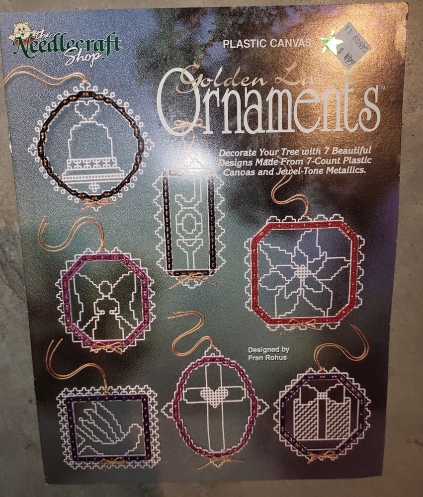 Needlecraft Shop Golden Laced Ornaments Plastic Canvas Pattern Leaflet