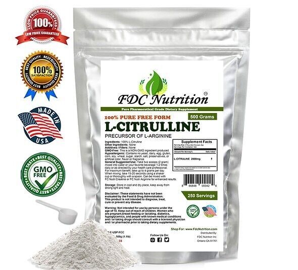 Pure L-CITRULLINE Powder -Increase Performance -NON GMO 500g