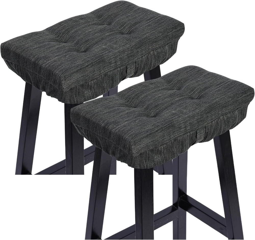 Set of 2 Memory Foam Stool Cushion Rectangular Dual-Layer Design Saddle Stool