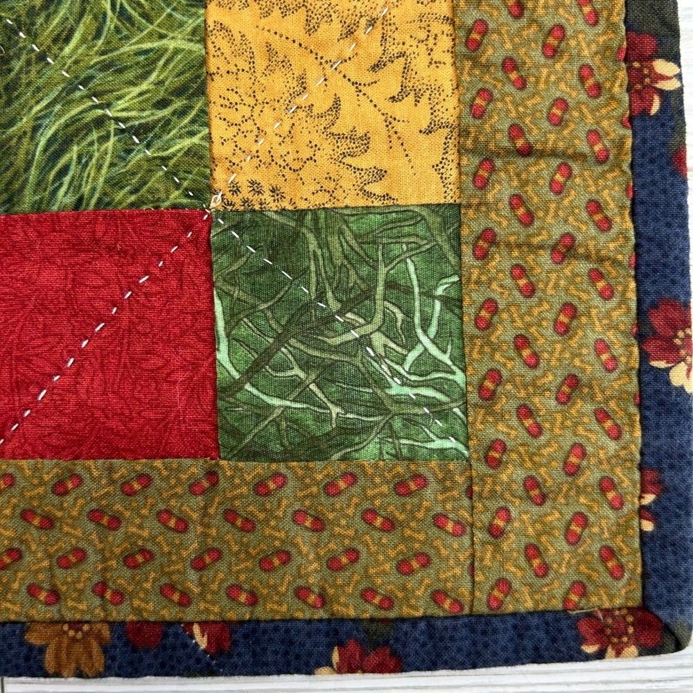 Handmade Quilt 9-Patch Block Pattern Sampler Wall Decor 18x20 Hand Quilted