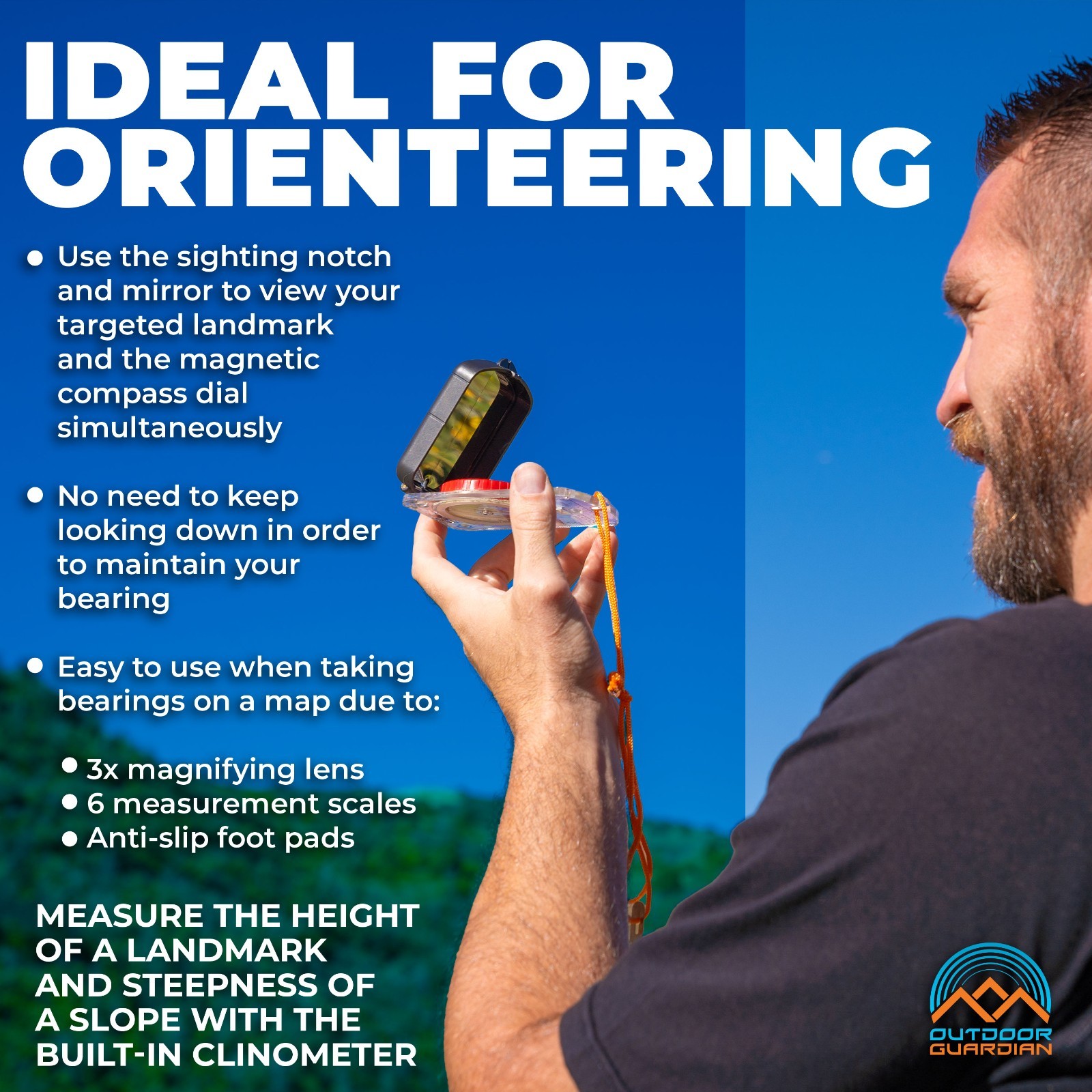 Pathfinder Mirror Sighting Compass w/Global Needle, Declination, Whistle, & LED