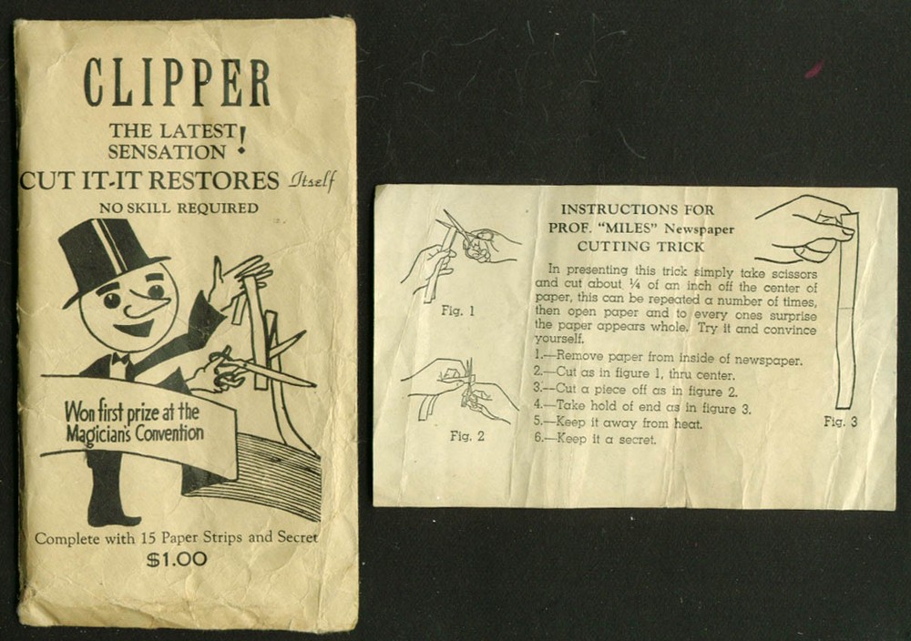 Clipper Cut It Magic Trick with instructions 1940s