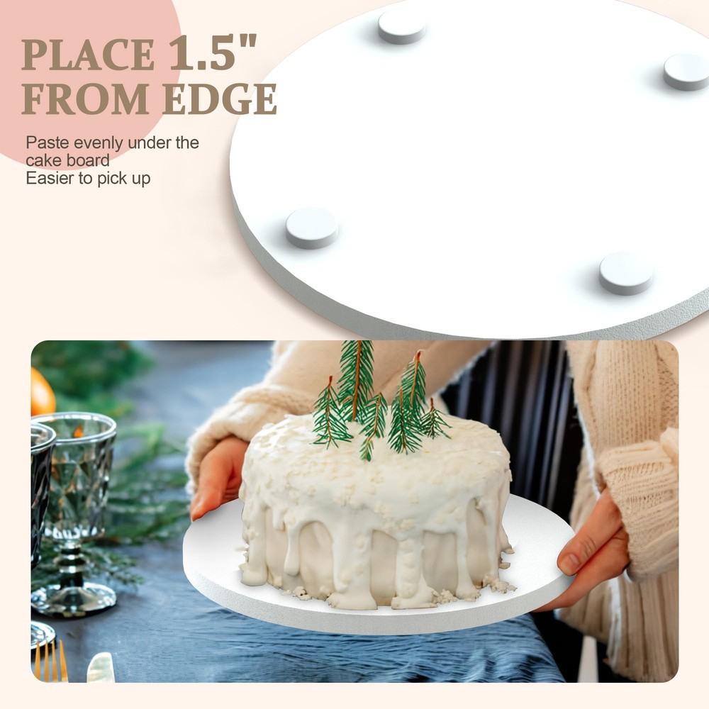 8 Pack 8" White Greaseproof Cake Drums Round Solid Boards Prop Up Tool