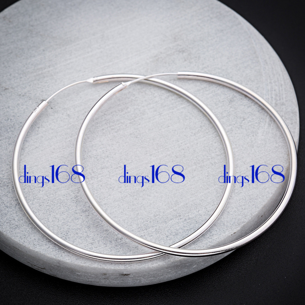 925 Sterling Silver Endless Thin Hoop Earring Many Size Small Medium X-Large E3Q