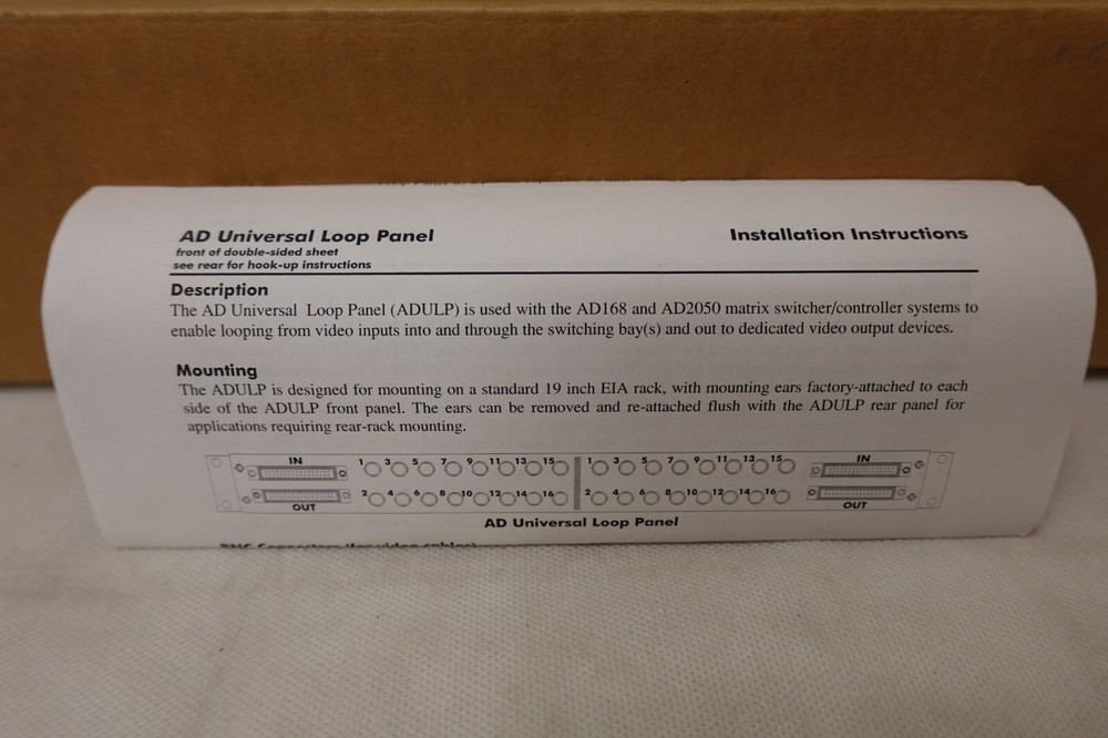 AD American Dynamics ADULP-30 Surveillance System Universal Loop Panel - Used