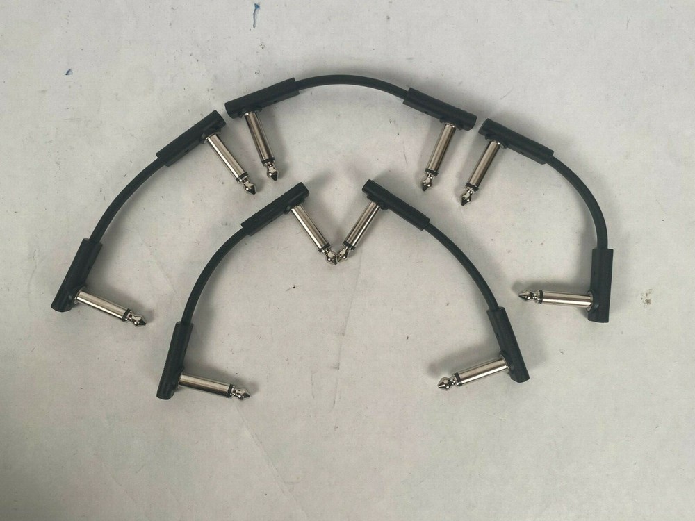 5-pack Rockboard Warwick BLACK Flat Patch Pedal Board Guitar Cable 5cm 2"