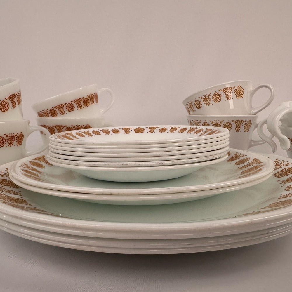 Vintage Corelle Butterfly Gold Dinnerware Set
