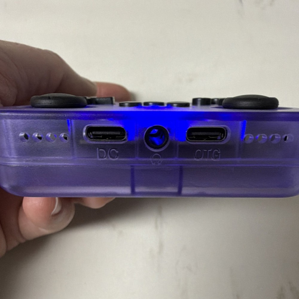 R36S Open Source Handheld Game Console Purple Transparent USB-C