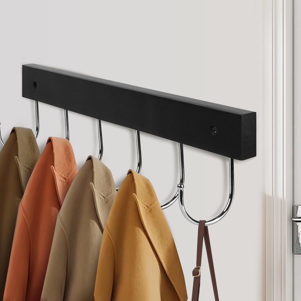 2 Pack Coat Rack Wall Mount with 12 Rotating 180° Coat Hooks, 14.6" Rustproof...