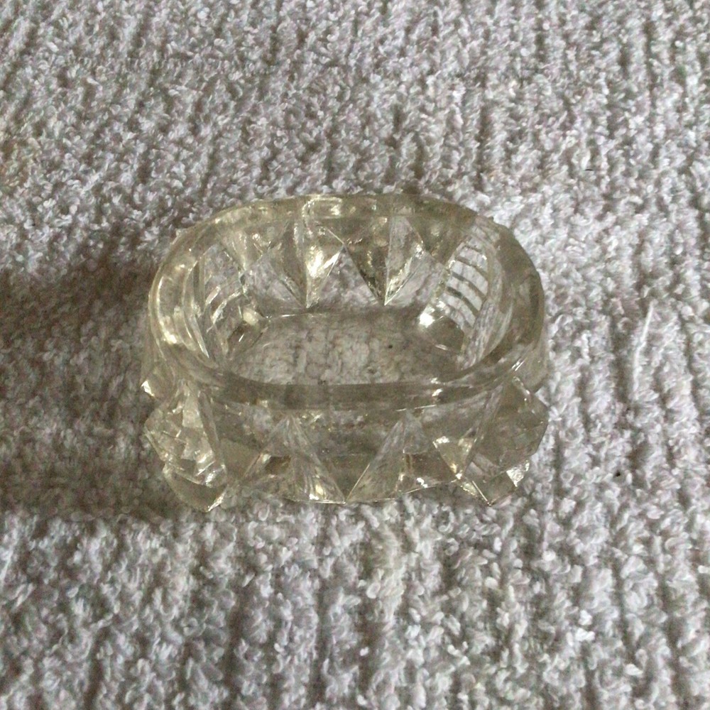 Antique EAPG Master Salt Cellar Dip Clear Glass Rectangle Deep Diamonds