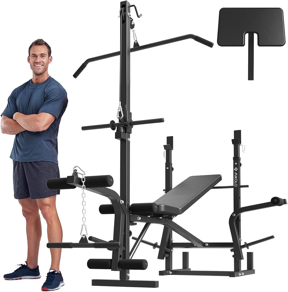 8 in 1 Olympic Weight Bench Set with Leg Extension and Leg Curl, Multi-Function