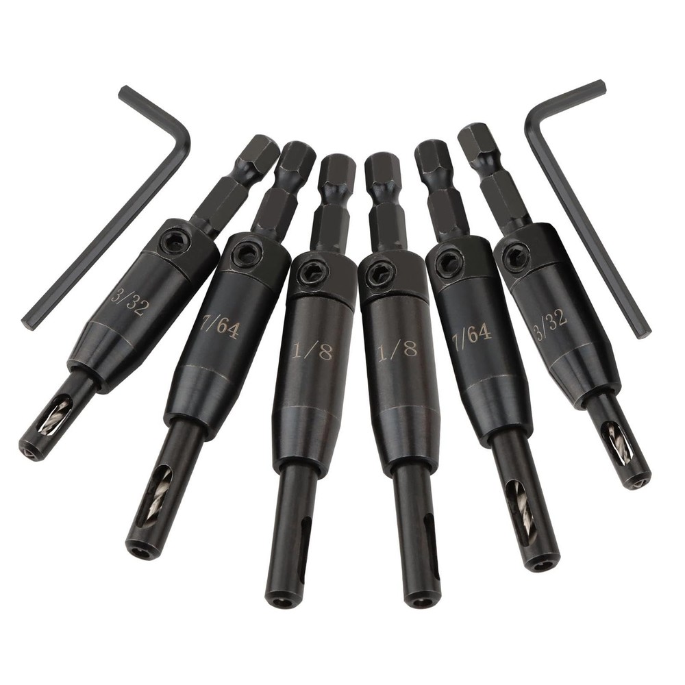 6 Pcs Self Centering Drill Bit Set, 1/4" Hex Shank Hinge Drill Bit Set 3/32",...