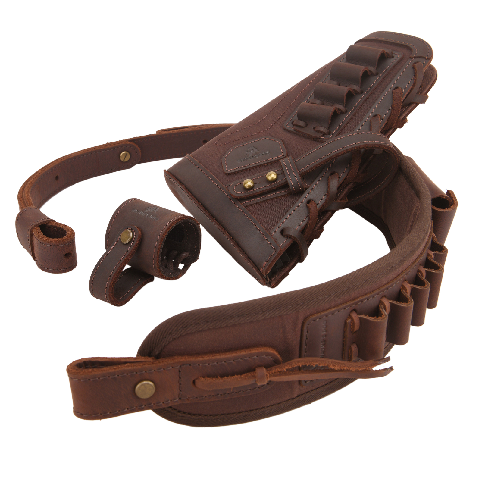 No Drilling Leather Rifle Buttstock, Sling Straps with Sling Loop for .308.22LR