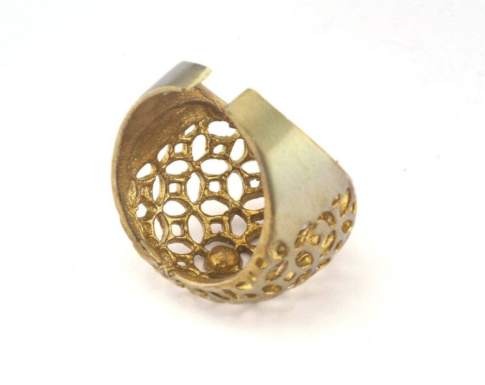 Ring Adjustable Ring Bezel Raw brass 18mm 8US inner size - Adjustable 2646