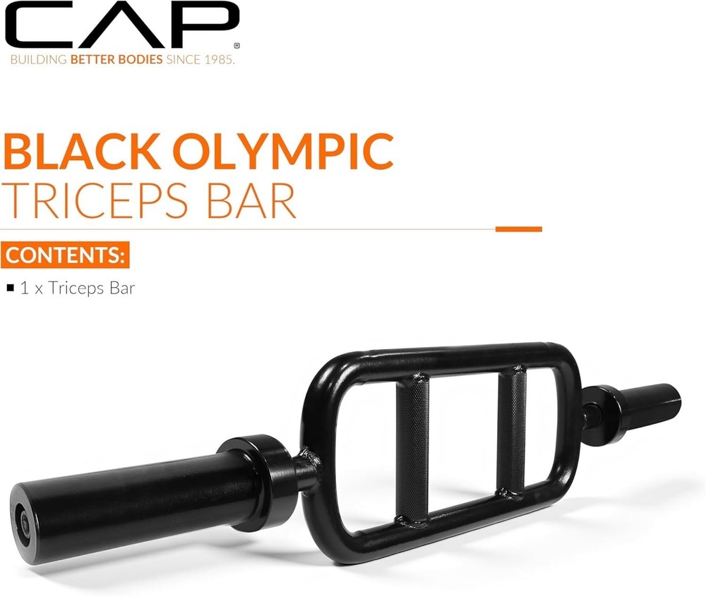 CAP Barbell 34" Solid Olympic Triceps Weight Bar with Collars Non-Slip, Black
