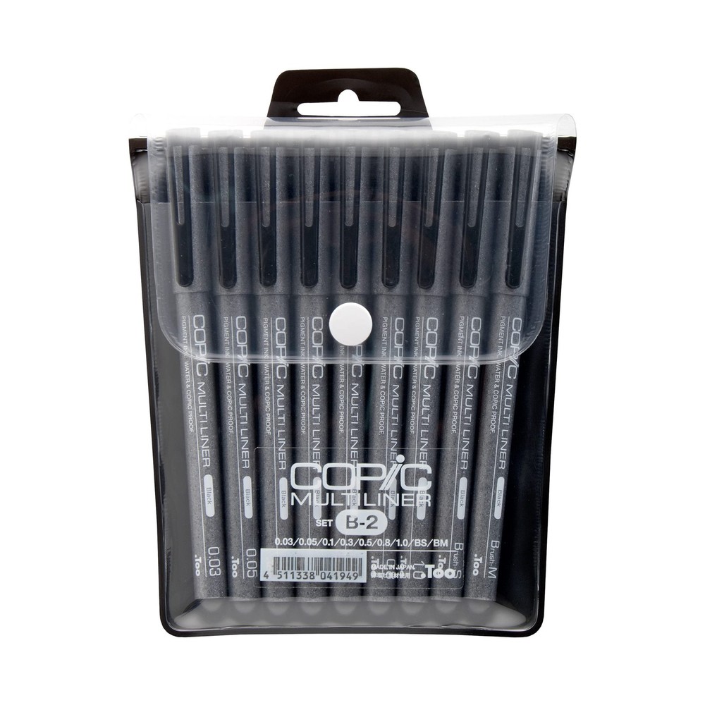 Copic Markers 9-Piece Multiliner Inking Pen Set B-2, Black 9 Pens,