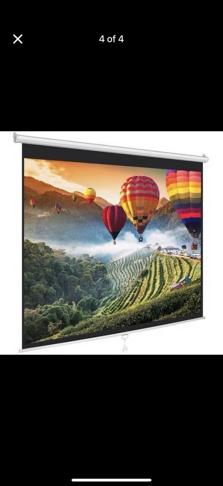 Easy Pull-Down Projector Screen – 72 Inch – Home Theater / Office