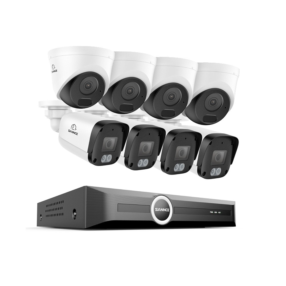 SANNCE 8CH NVR 3MP 5MP POE Security IP Camera System Outdoor Audio Recording AI