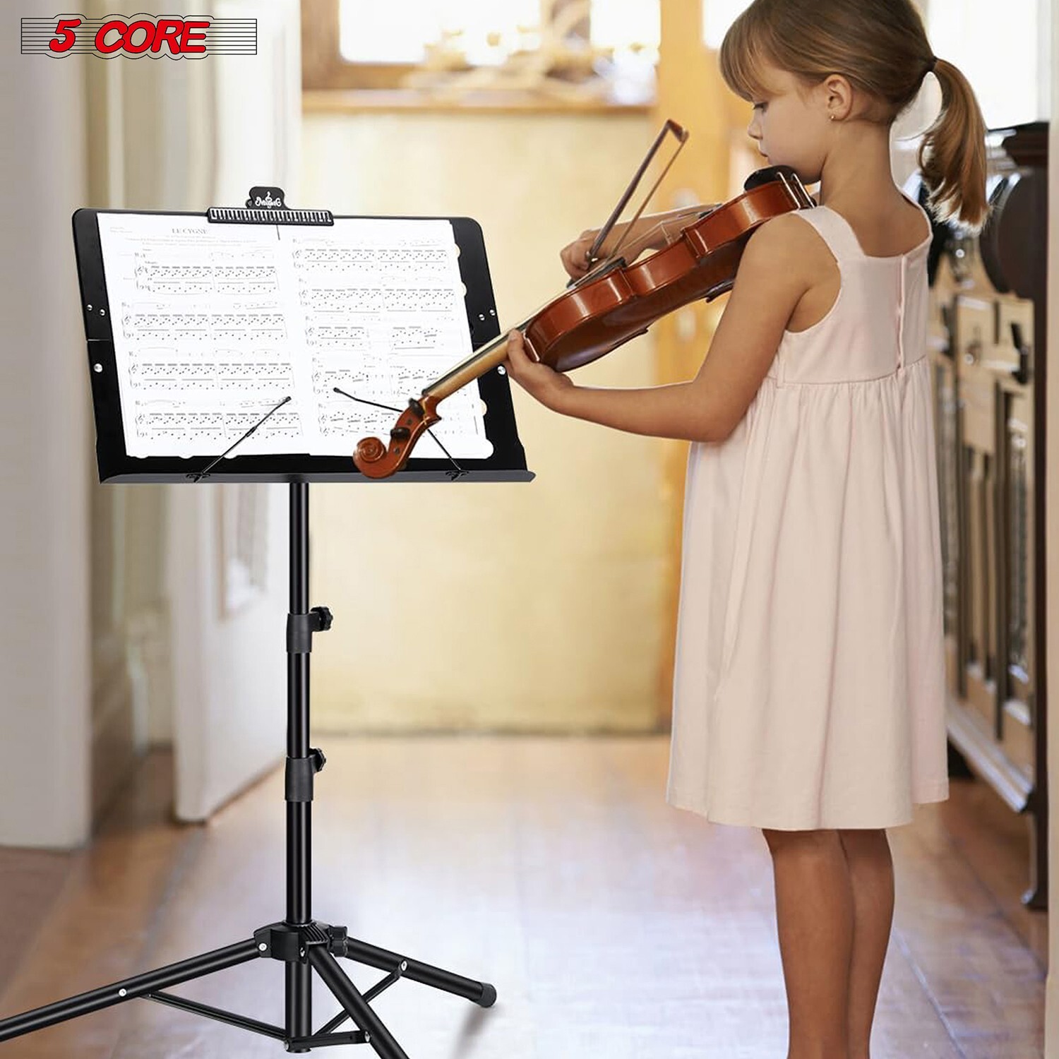 5Core Music Stand For Sheet Music Portable Tripod Adjustable Folding Note Holder
