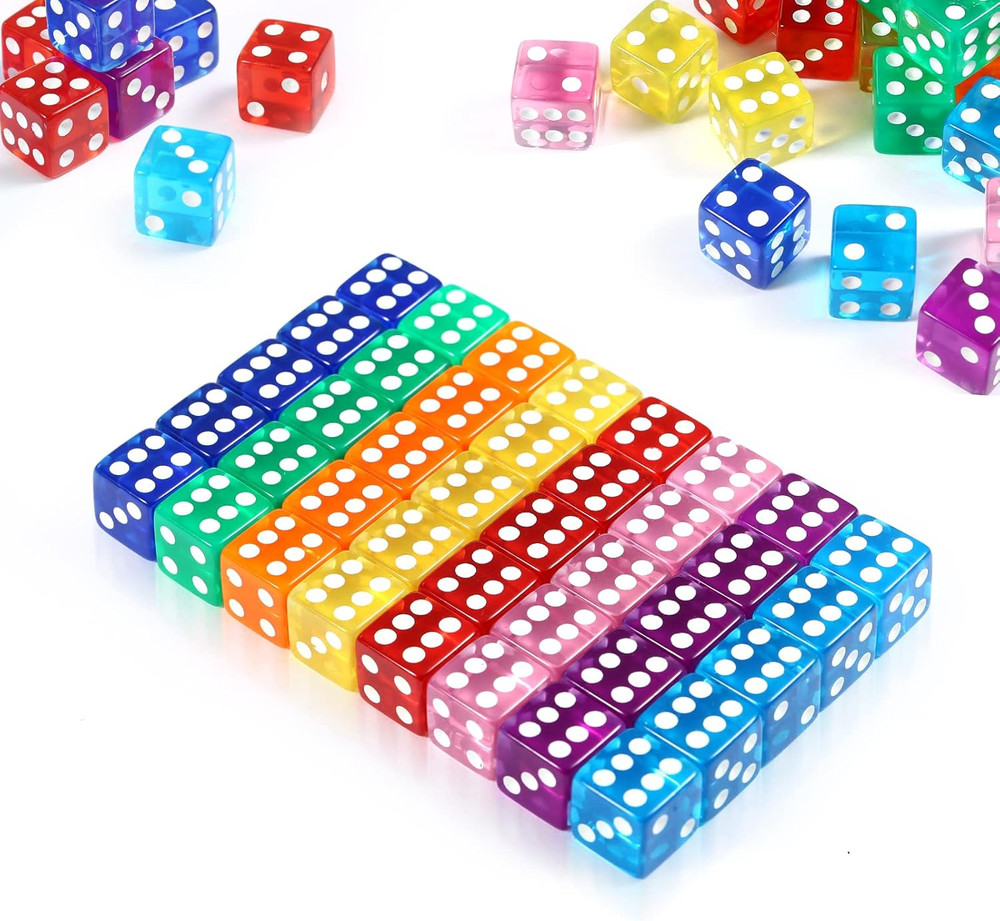 40 Pieces 16Mm Colored Dice Set，6 Sided Bulk Dice for Board Game, Teaching Math