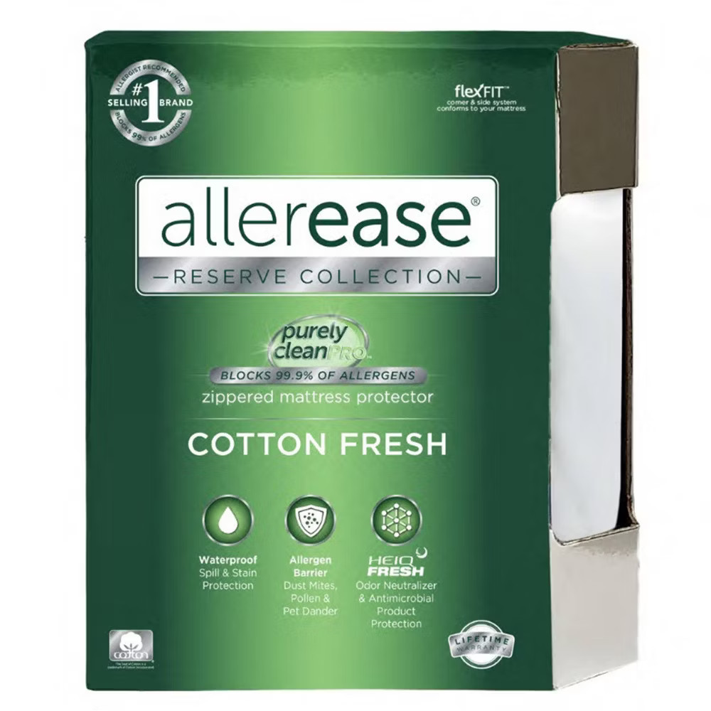 Queen Cotton Fresh Mattress Protector - AllerEase