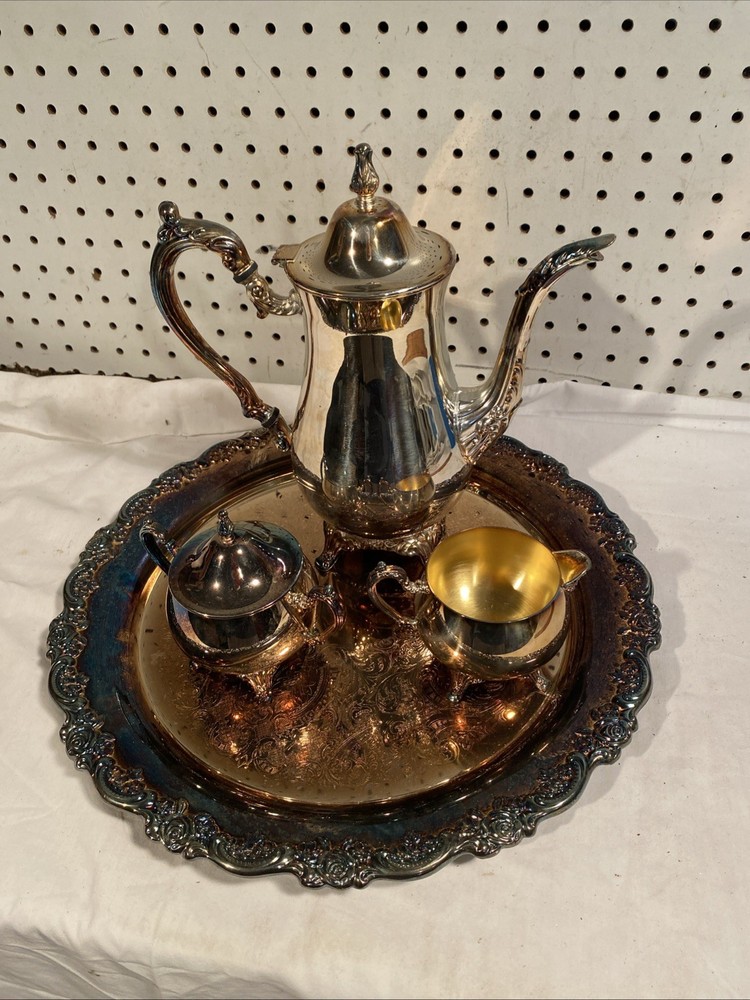 Vintage ONEIDA Silver plate 4-Piece Coffee/Tea Service Set Needs Polished