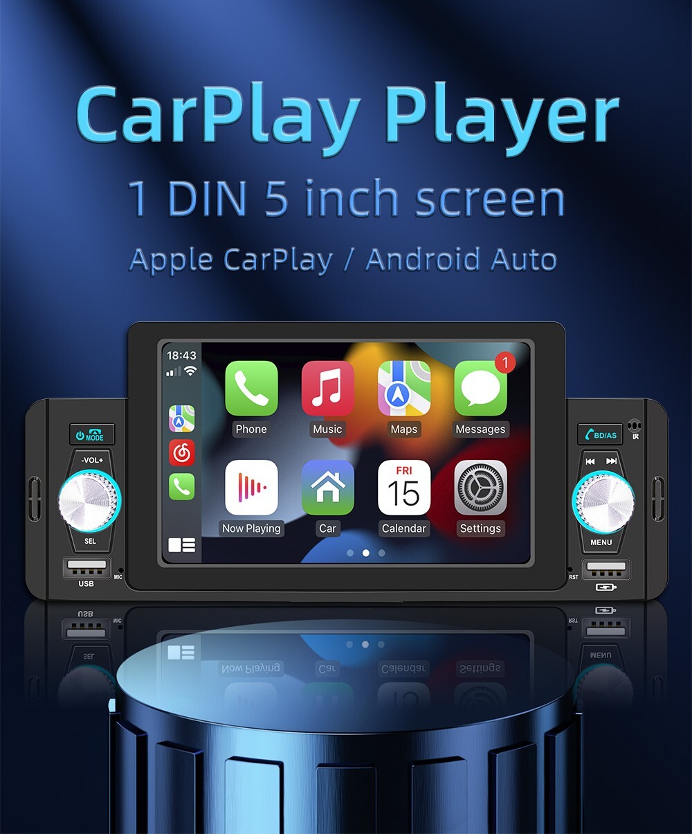 Single Din Car Stereo Radio Bluetooth MP5 Player For Apple Carplay Android Auto