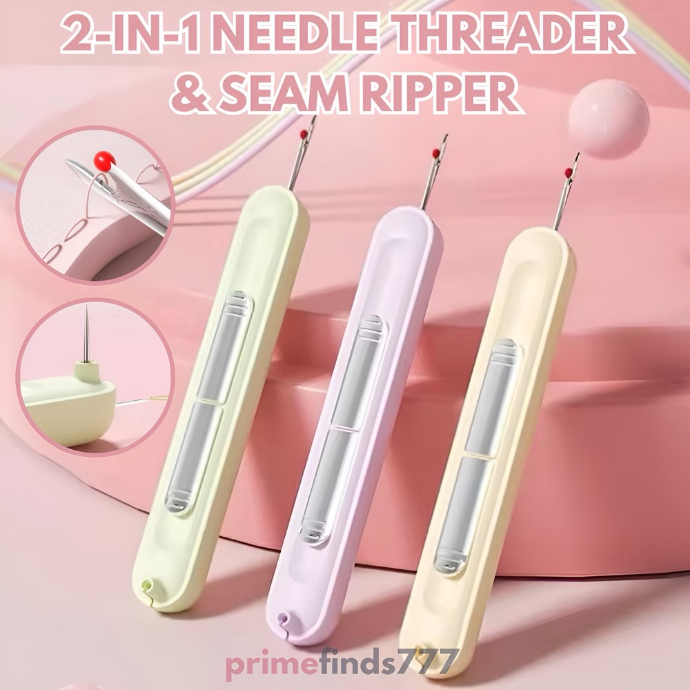 2 in 1 Needle Threader Seam Ripper Threading Kit Sewing Tool For Easy Stitching