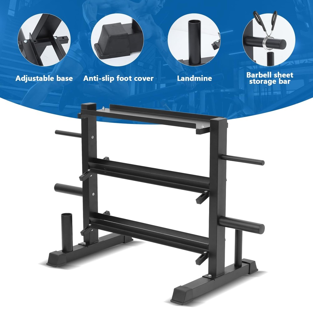 Adjustable Dumbbell Rack, Dumbbell Set with Storage Rack for Kettlebells, Wei...