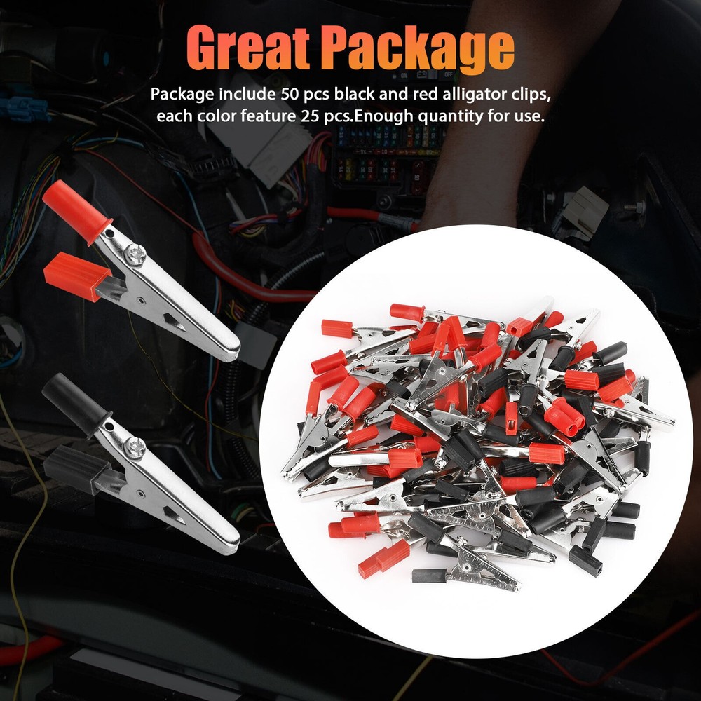 50Pcs Electrical Test Clamps Metal Alligator Clips For Electric Testing Work