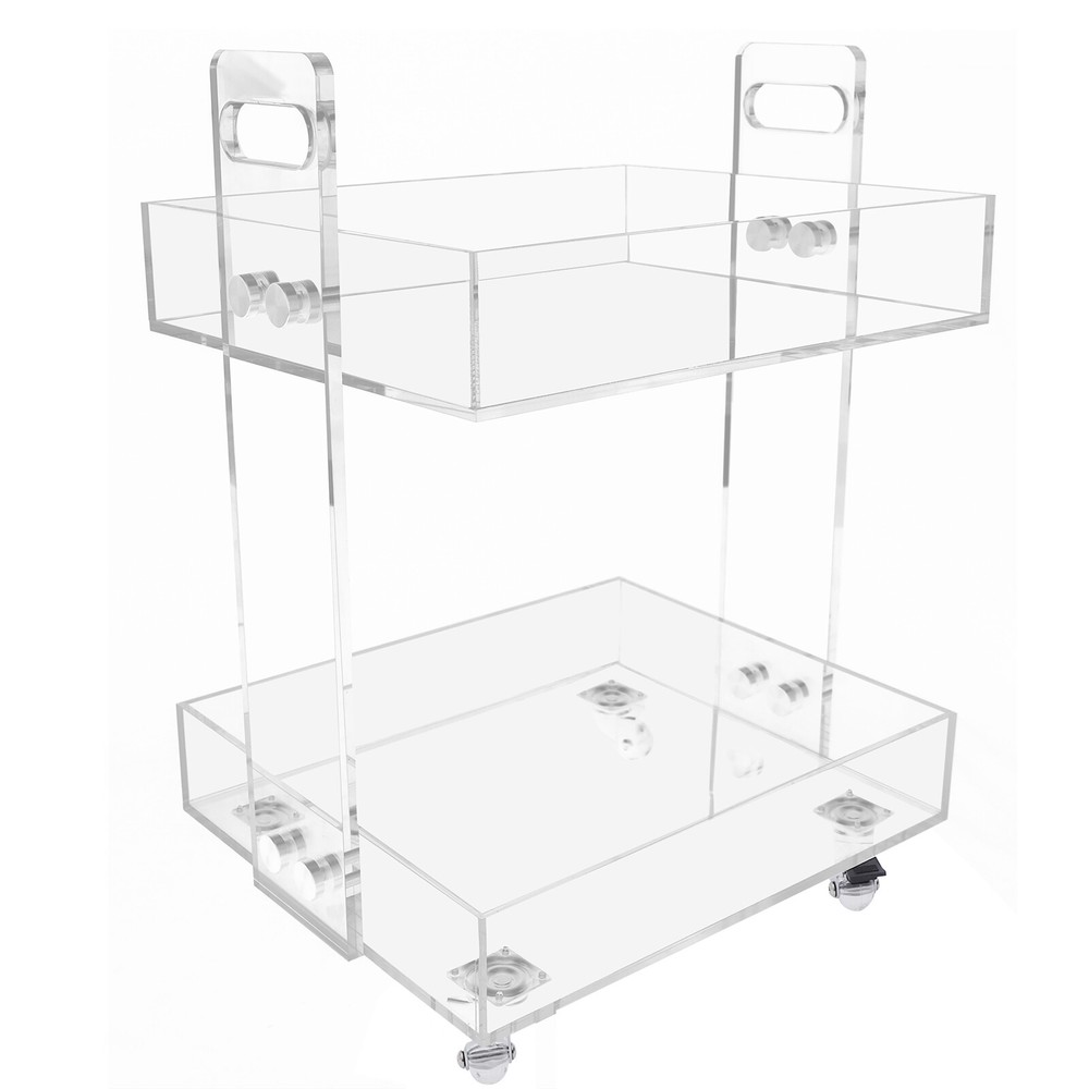 Clear Acrylic Double-Layer Side Table for Storage and Serving