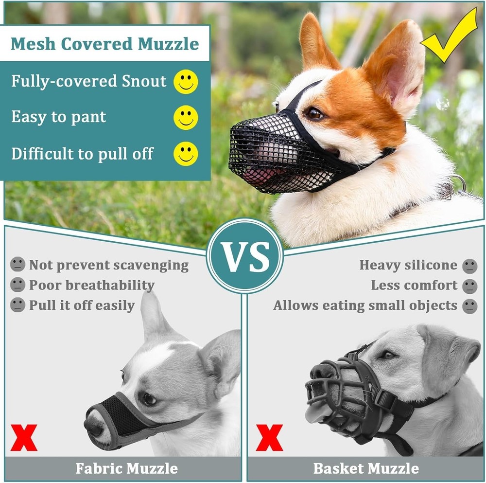 Breathable Adjustable Dog Muzzle for Medium Sized Breeds - Lightweight & Secure