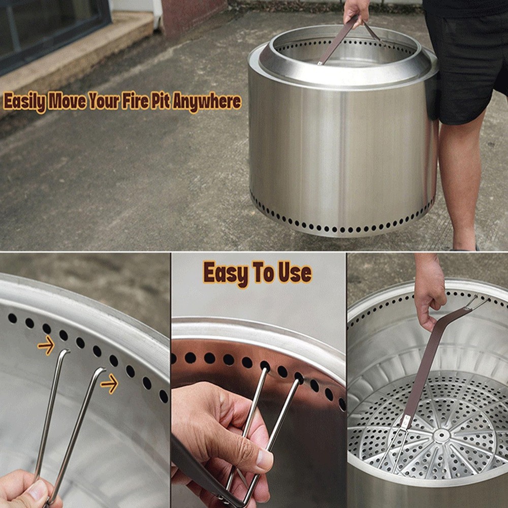 Fire Pit Handle Carrying Handle Rustproof Heat Resistant Portable Camp Equipment