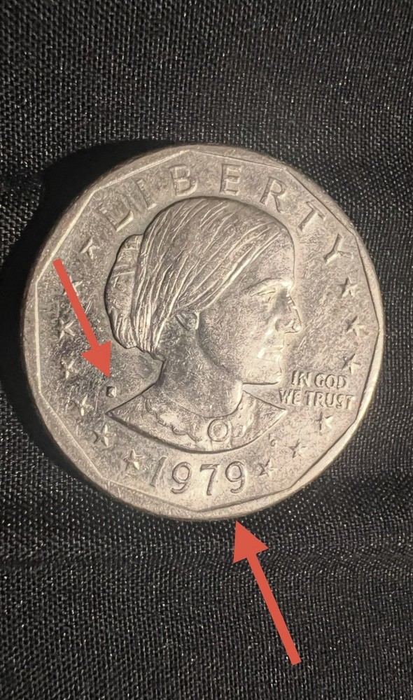 1979 P Susan B Anthony Dollar Coin Mint Error - wide rim error