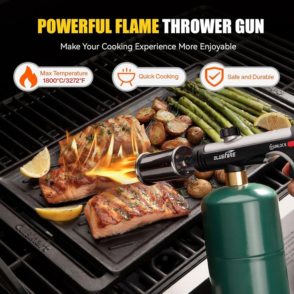Powerful Propane Torch Gun,Kitchen Cooking Torch With One-Touch Max Fire, Cha...