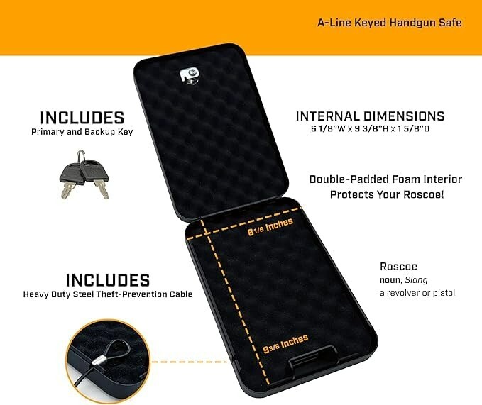 Roscoe Box Small Pistol Gun Storage Safe Don't Tread on Me Handgun Safe Keyed