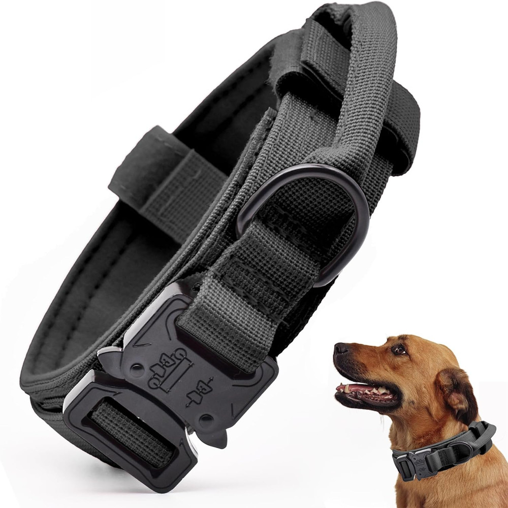 Adjustable Military Training Dog Collar with Control Handle Heavy Quick Release
