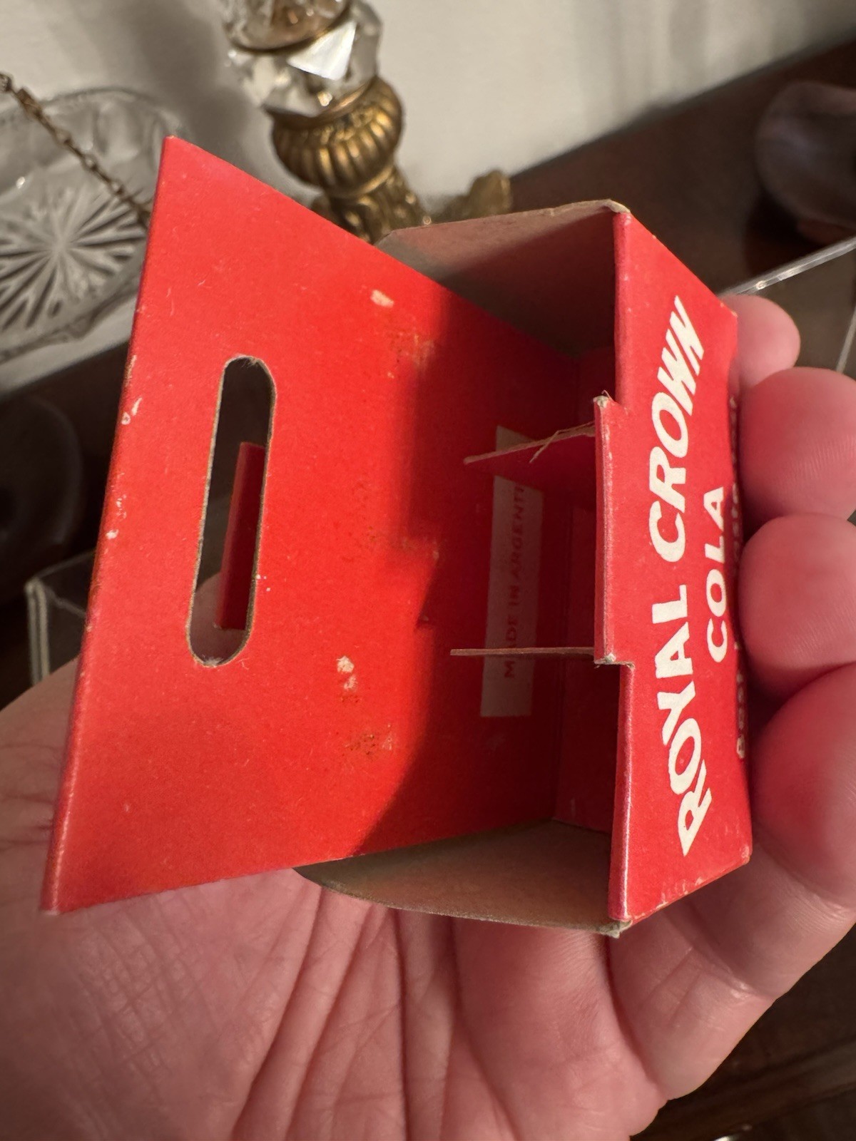 Vintage Royal Crown Cola Miniature Six Pack Case Glass Soda Bottles MCM Decor